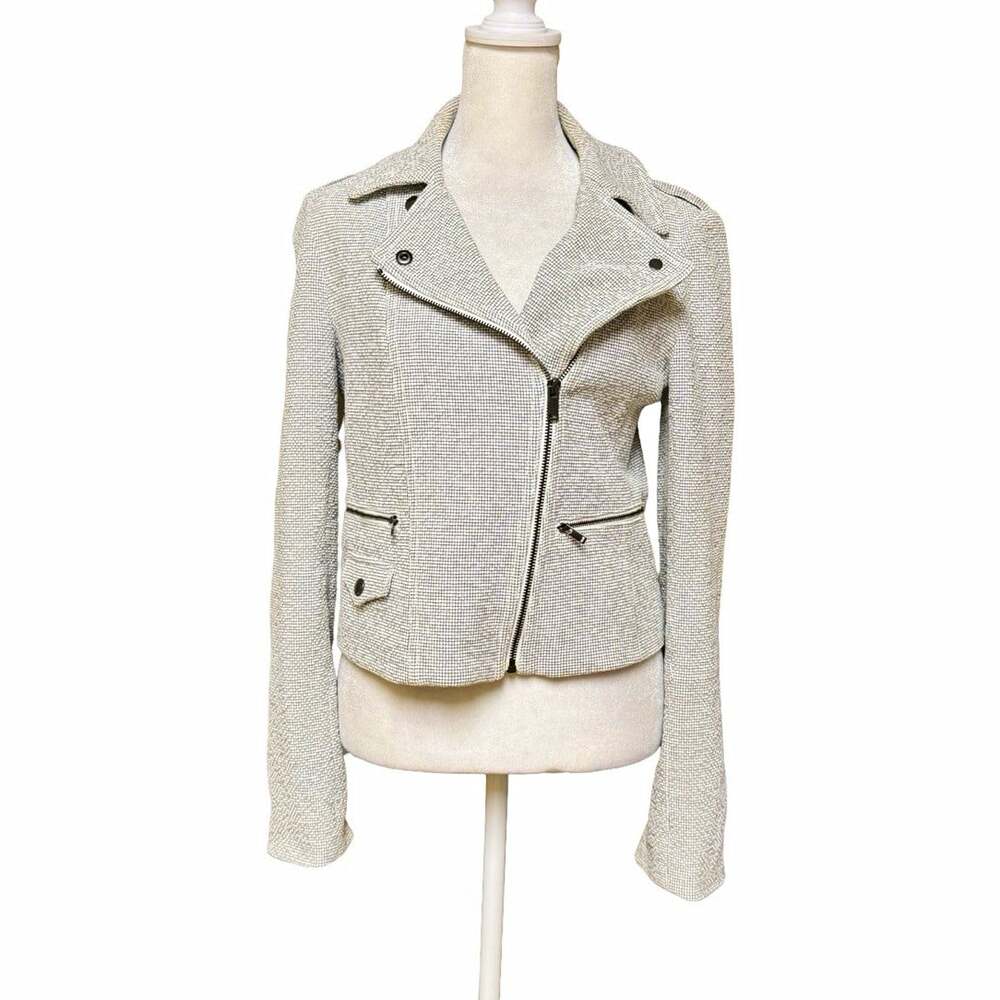 Banana Republic Gray Moto Jacket Size 6 Zip Front Lined Stretch Short Coat